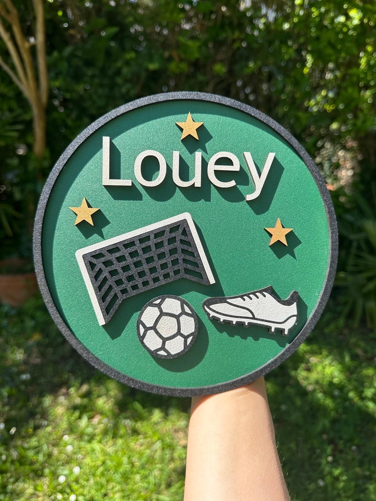 Plaque prénom — Football (Ø : 20 cm)