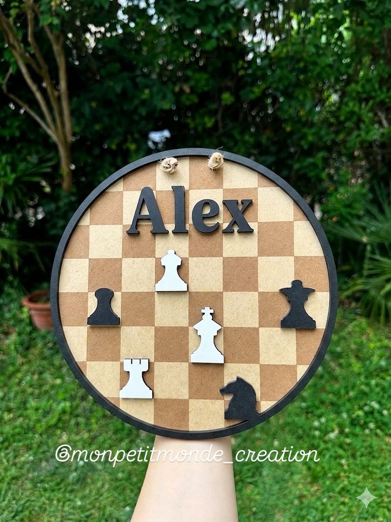 Plaque prénom — Échecs (Ø : 20 cm)